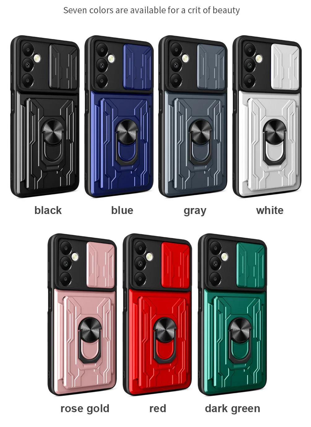 Card Slot Camera Protect Case with Armor Hybrid Ring Cover