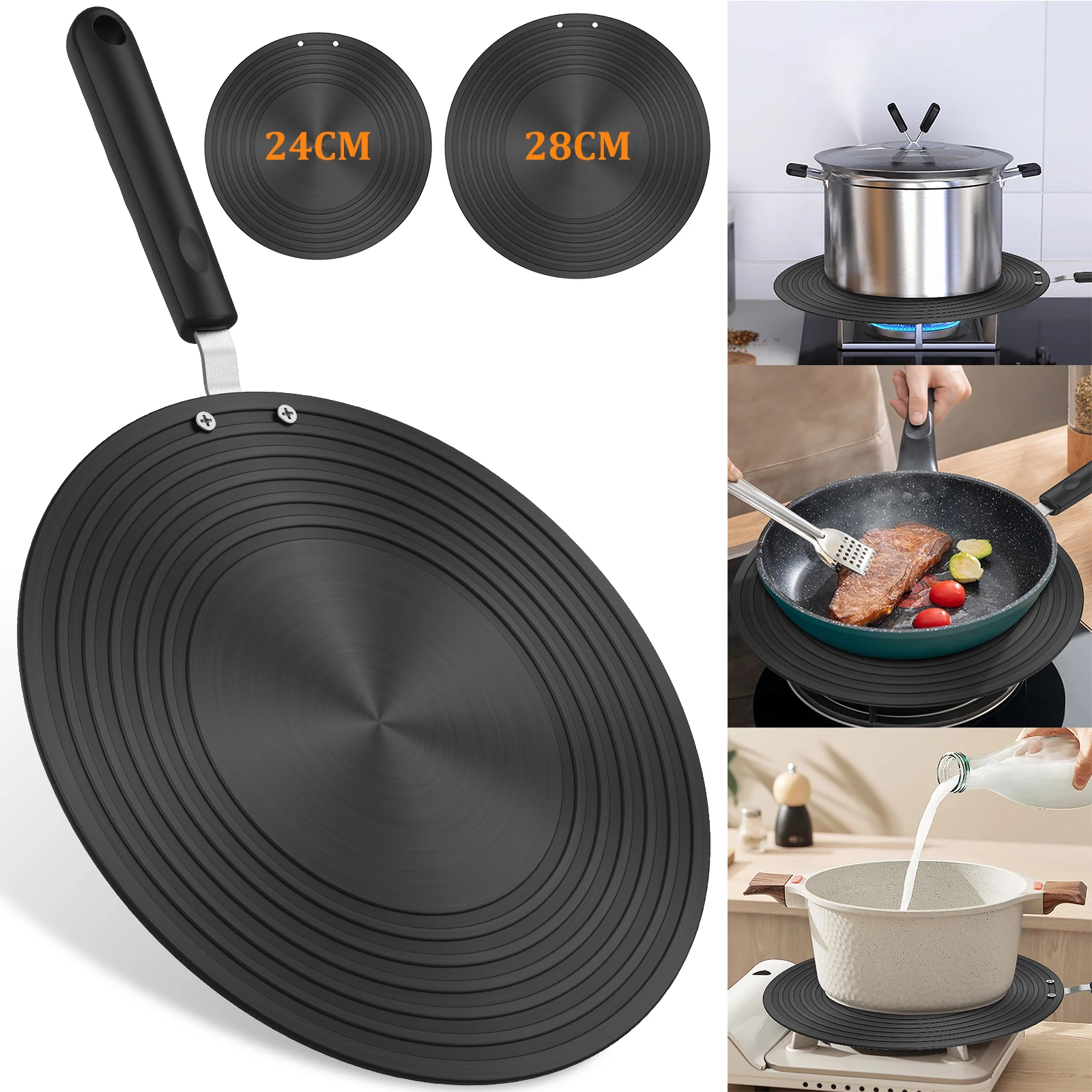 Induction Adapter Plate Double Sided Heat Diffuser Plate with Handle Non Slip Heat Conduction Aluminium Alloy