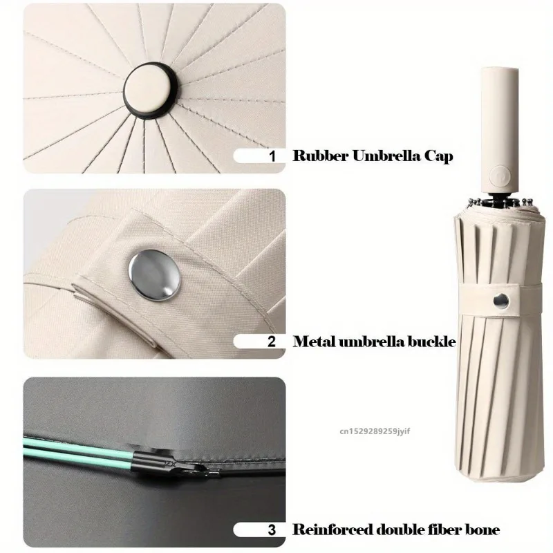 Luxury Windproof Automatic Folding Umbrella - 16K Double Canopy for Sun & Rain, Large & Durable Design for Men and Women