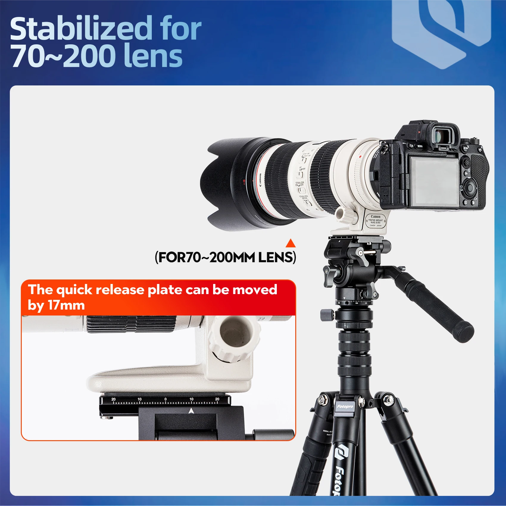 Fotopro Tripod Head Lightweight Panoramic Camera Video Head with Vertical Horizontal Shooting Quick Release Plate for DSLR Camer