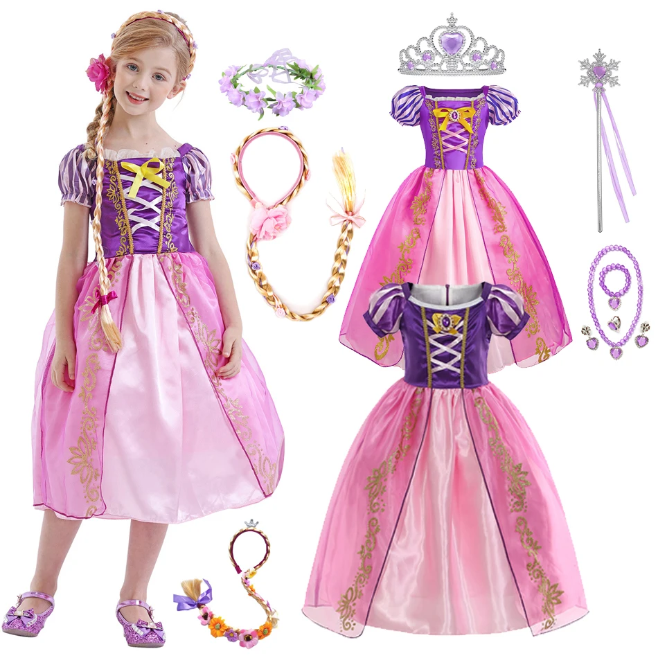 Children Rapunzel Tangled Princess Costume Dress | Tangled Rapunzel Costume  Kids - Kids Cospaly Dresses - Aliexpress