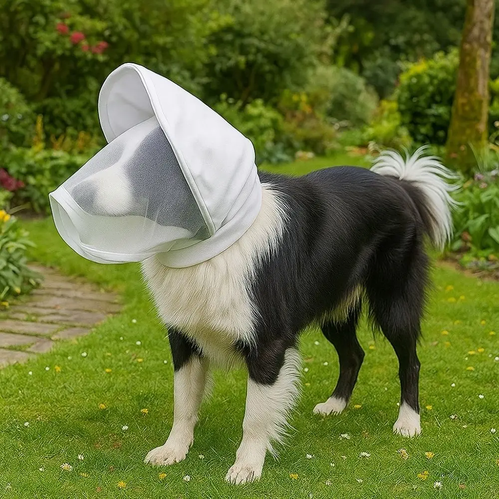 Pet Ear Cover Breathable Mesh Dog Protective Mask Ear Shield Polyester Pet Head Cover Protective Veil Dog Headgear Hiking