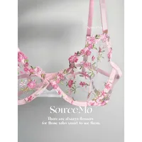 Ensemble de lingerie japonaise Kawaii en tulle transparent, soutien-gorge brodé floral rose, bralette et ensemble assorti BANERDANNI Tushy Bras 6