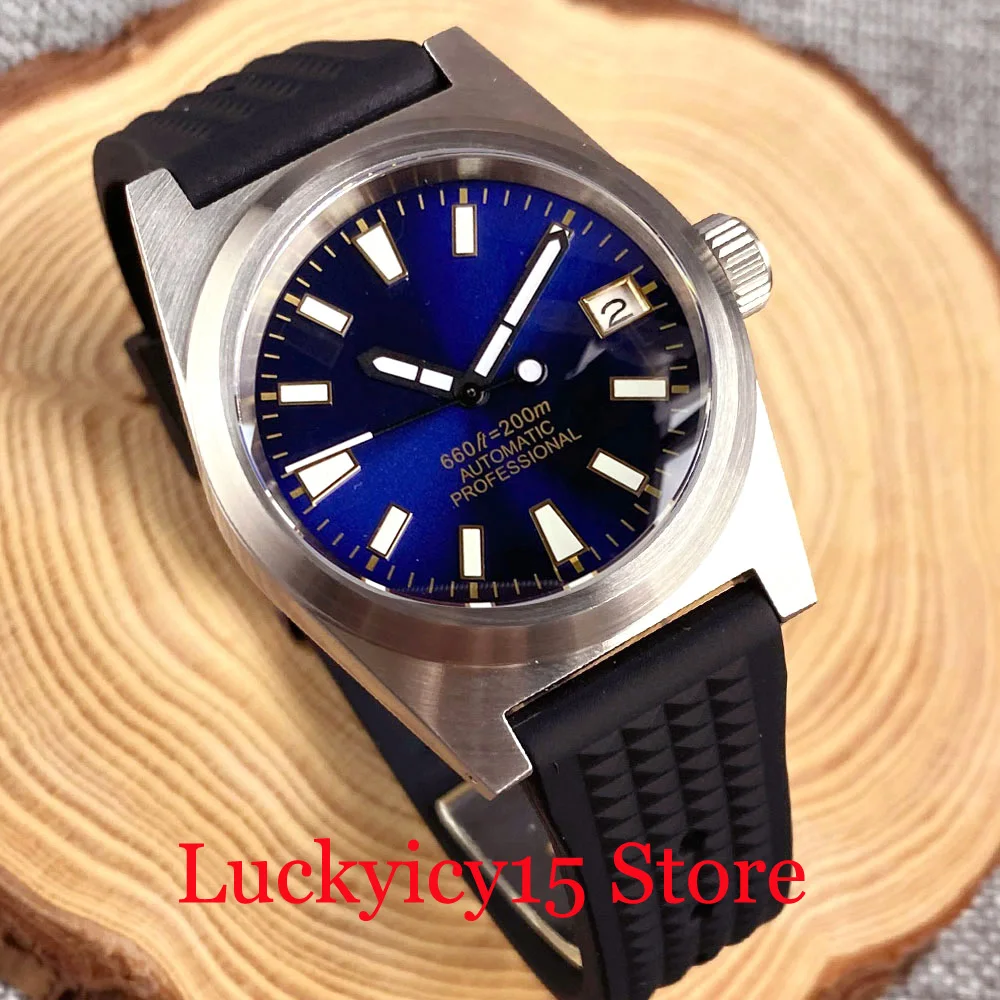 200m Waterproof 38MM Tandorio Japan NH35A Automatic Men Watch Black/Green Sunburst Dial Luminous Sapphire Crystal Rubber Strap 20pc 25 32 38mm bags belt strap metal buckle carabiner snap hook lobster clasps dog collar clasp diy leathercraft accessory