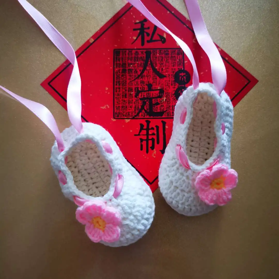 Scarpe Da Ballerina All'Uncinetto Grigie In Cotone Con Fiore All'Uncinetto Rosa, Scarpe Da Bambino All'Uncinetto Primaverili E Autunnali, Regalo Carin