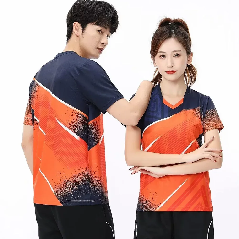 Men Women Kids Tennis Ping Pong T-shirt Short Sleeve Sports Tops Quick Dry Couple Family Summer Badminton Volleyball Jersey