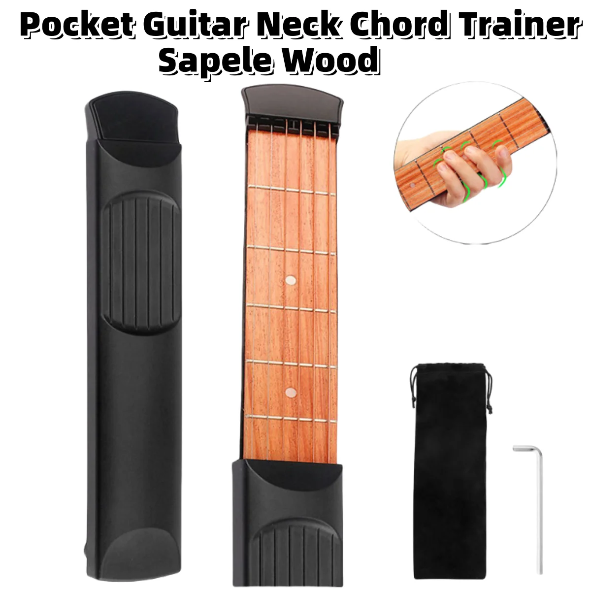 6 Fret Model Portable Pocket Guitar Neck Chord Trainer Sapele Wood Guitar Practice Tool for Beginner Trainer Exercise