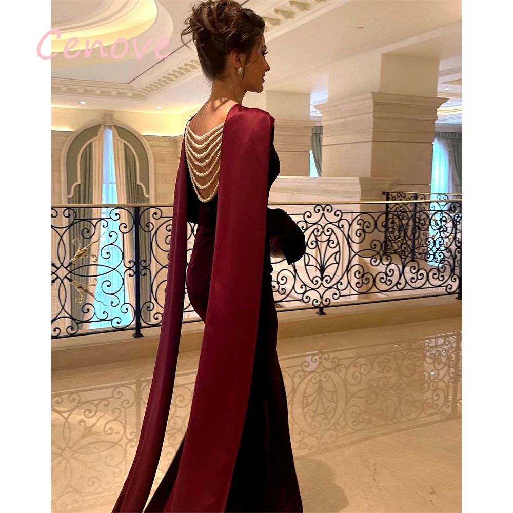 Cenove 2024 Arab Dubai O Neckline Prom Dress Floor-Length With Long Sleeves Evening Fashion Elegant Party Dress For Women