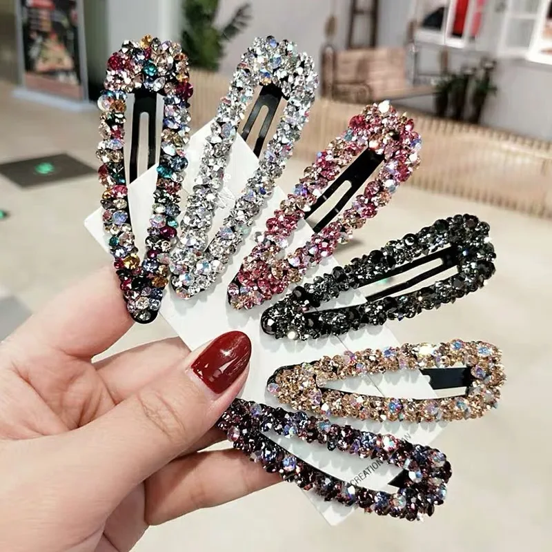 New Shiny Rhinestone Elegant Colour BB Hair Clips Women Girl