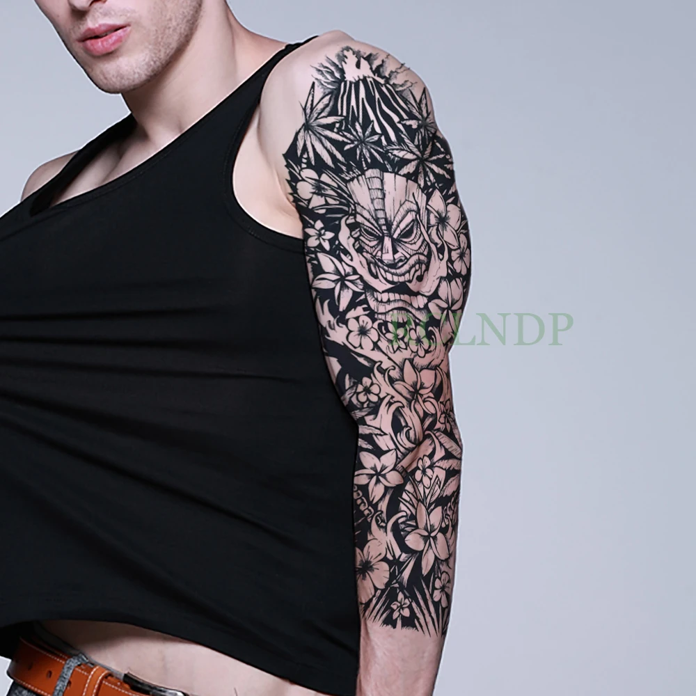 

Waterproof Temporary Tattoo Sticker prajna flower body art full arm fake tatto flash tatoo sleeve large size tato for men women