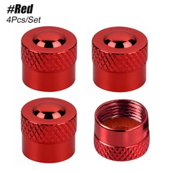 Airtight Seal Tire Valve Caps with O - Ring - Set of 4 Universal Stem Covers (Red)