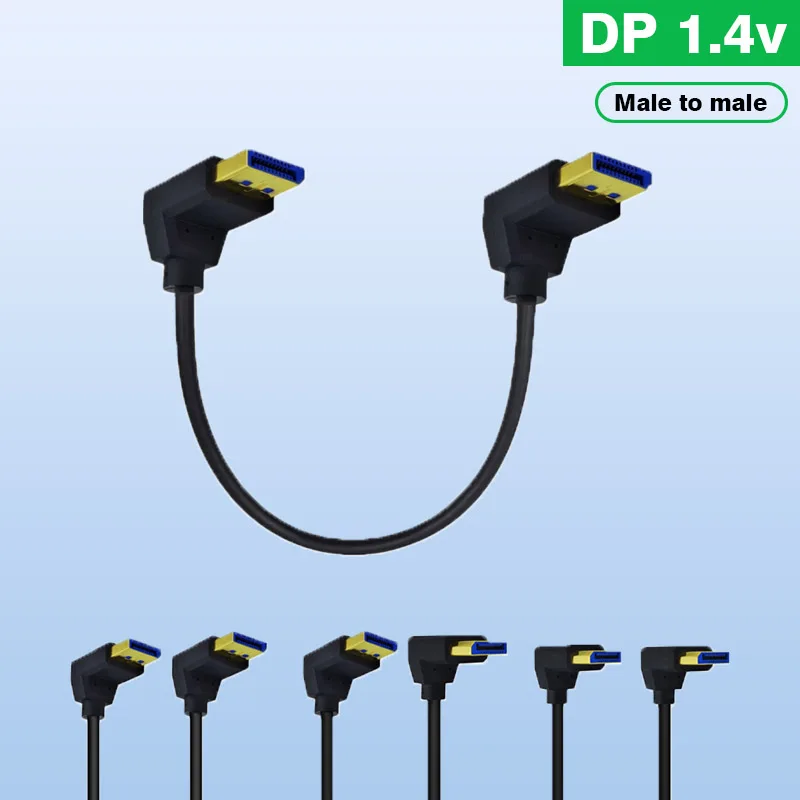 Cavo Displayport 1.4 Ad Angolo Up & Dowm 8K @ 60Hz, Cavo Displayport Maschio-Maschio Angolato A 90 Gradi, Cavo Dp Maschio-Maschio A Breve Termine