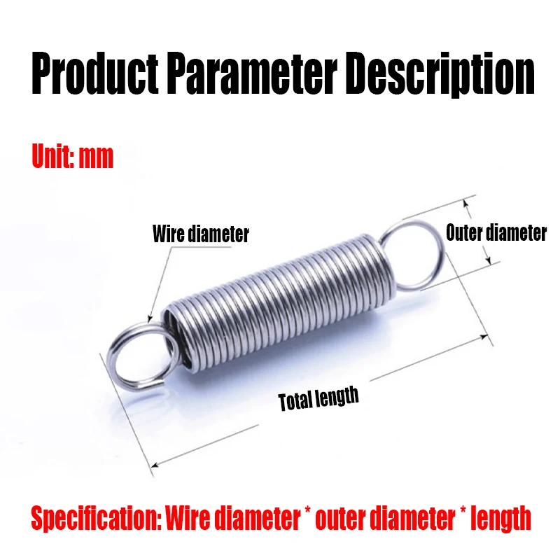Bobine hélicoïdale cylindrique d'extension de retrait en acier inoxydable  304, petit mini ressort de tension, WD, 0.3mm, 0.4mm, 0.5mm