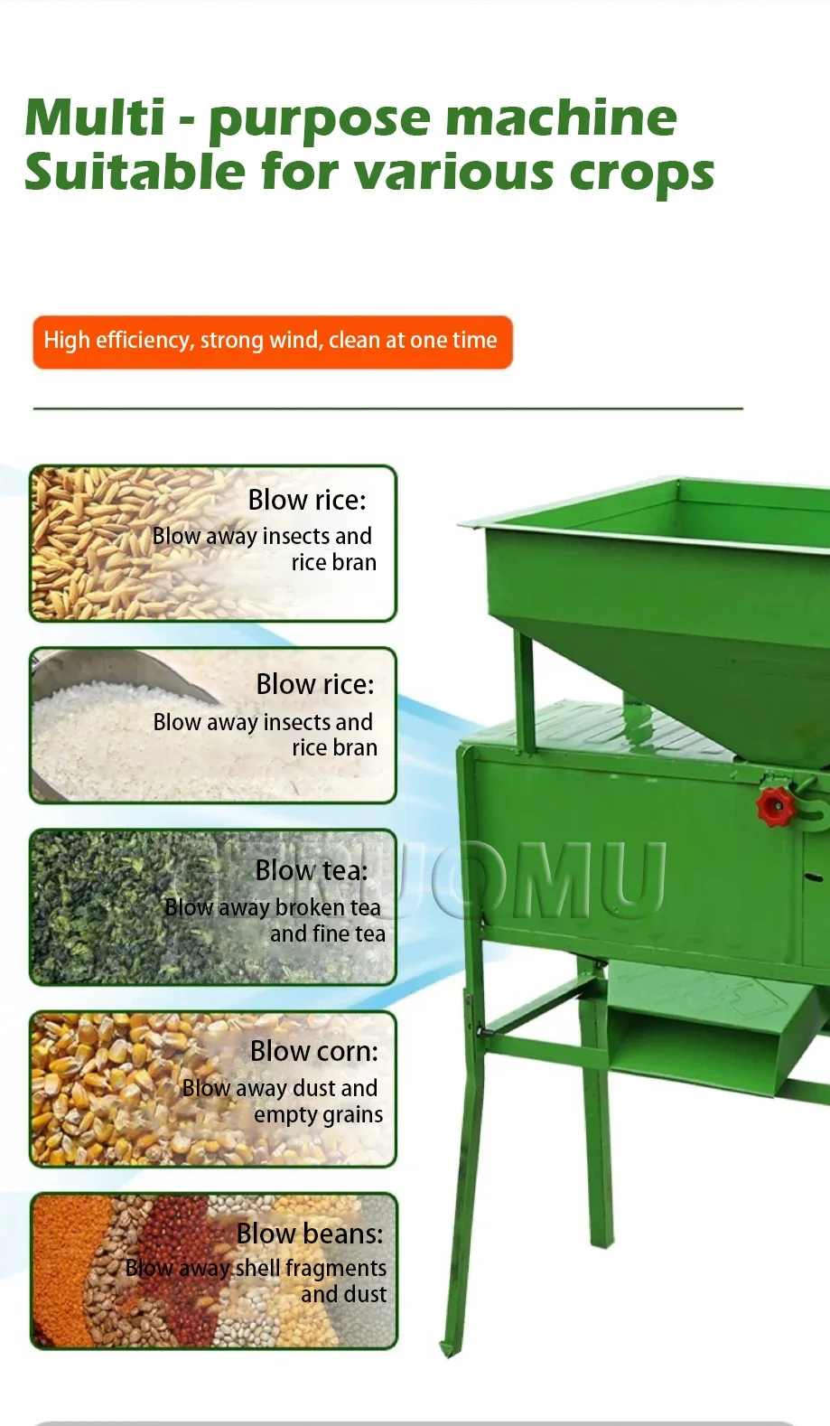 Multifunctional Electric Air Separator Grain Screen Machine Blown Leather Impuri