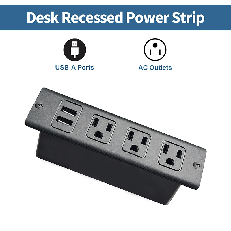 USB Power Strip Desktop Socket Embedded American Standard Concealed Installation Office Furniture Hidden Desktop Computer Desk