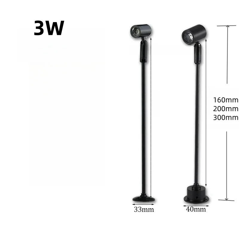 3W MINI LED Spotlight Jewelry Display Lamp 20/30/35CM Post Lamp Phone Store Showcase Desktop Lights Rotatable 110V 220V 12V lamp