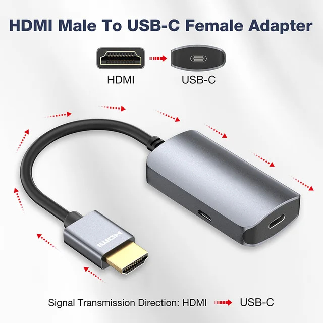 HDMI Male Input to USB C Female Output Video Audio Converter UHD4K60Hz HDMI Output SteamDeck to