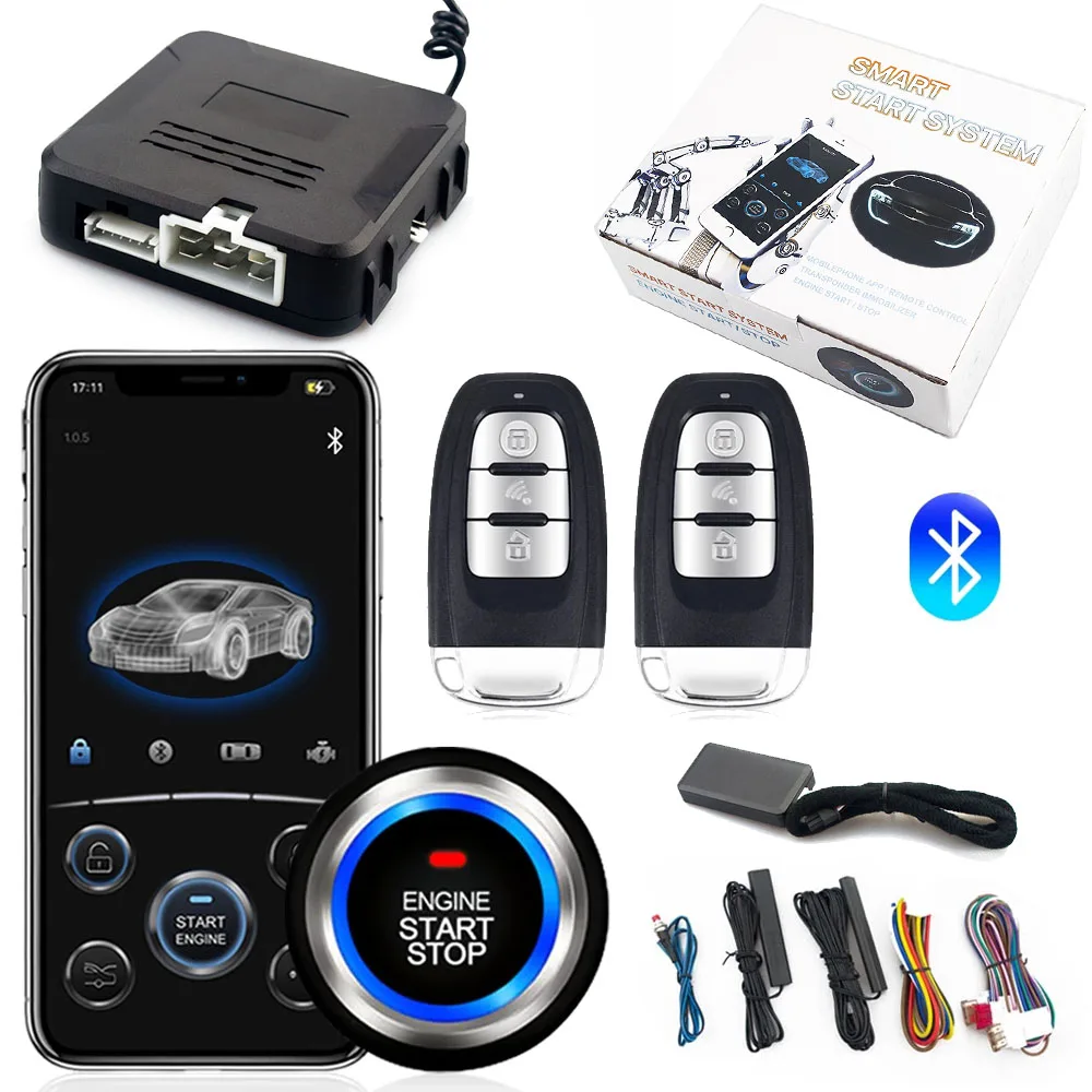 thumbnail image 1 of Kit de arranque y parada remoto universal para automóvil, aplicación de teléfono móvil con Bluetooth, control de encendido del motor, apertura del maletero, PKE, entrada sin llave, alarma para automóv, 1 of 5