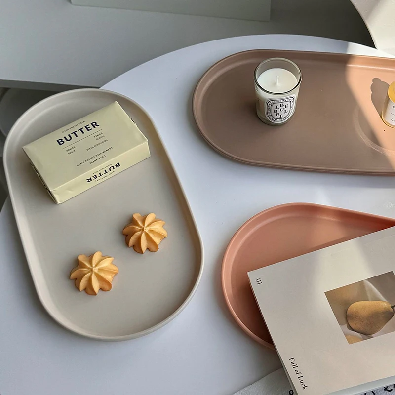 2pcs Kitchen Fruit Bread Storage Trays Tableware Coffee Cup Drying Plate Dessert Candy Display Tray Nordic Style Storage Trays