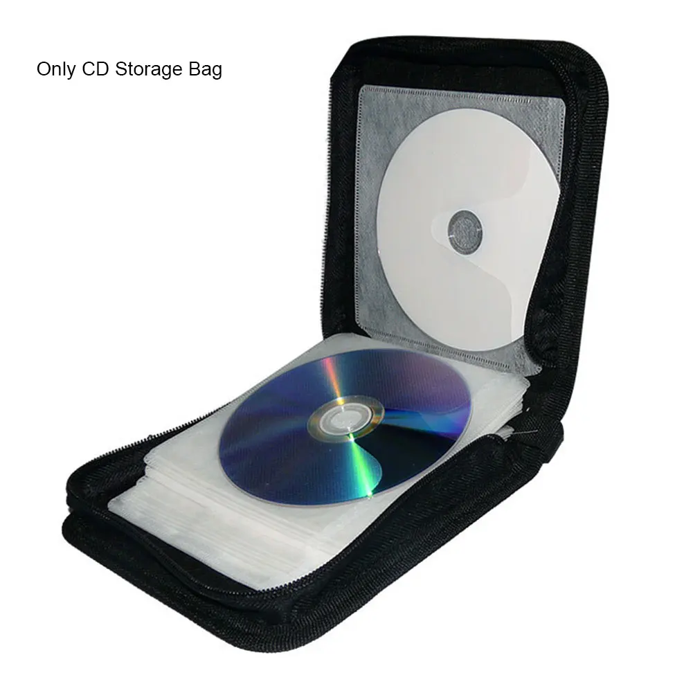 지퍼 홈 앨범 양면 40 디스크 박스 보관 케이스, 블랙 DVD 정리 CD 가방 하드 홀더 지갑 슬리브