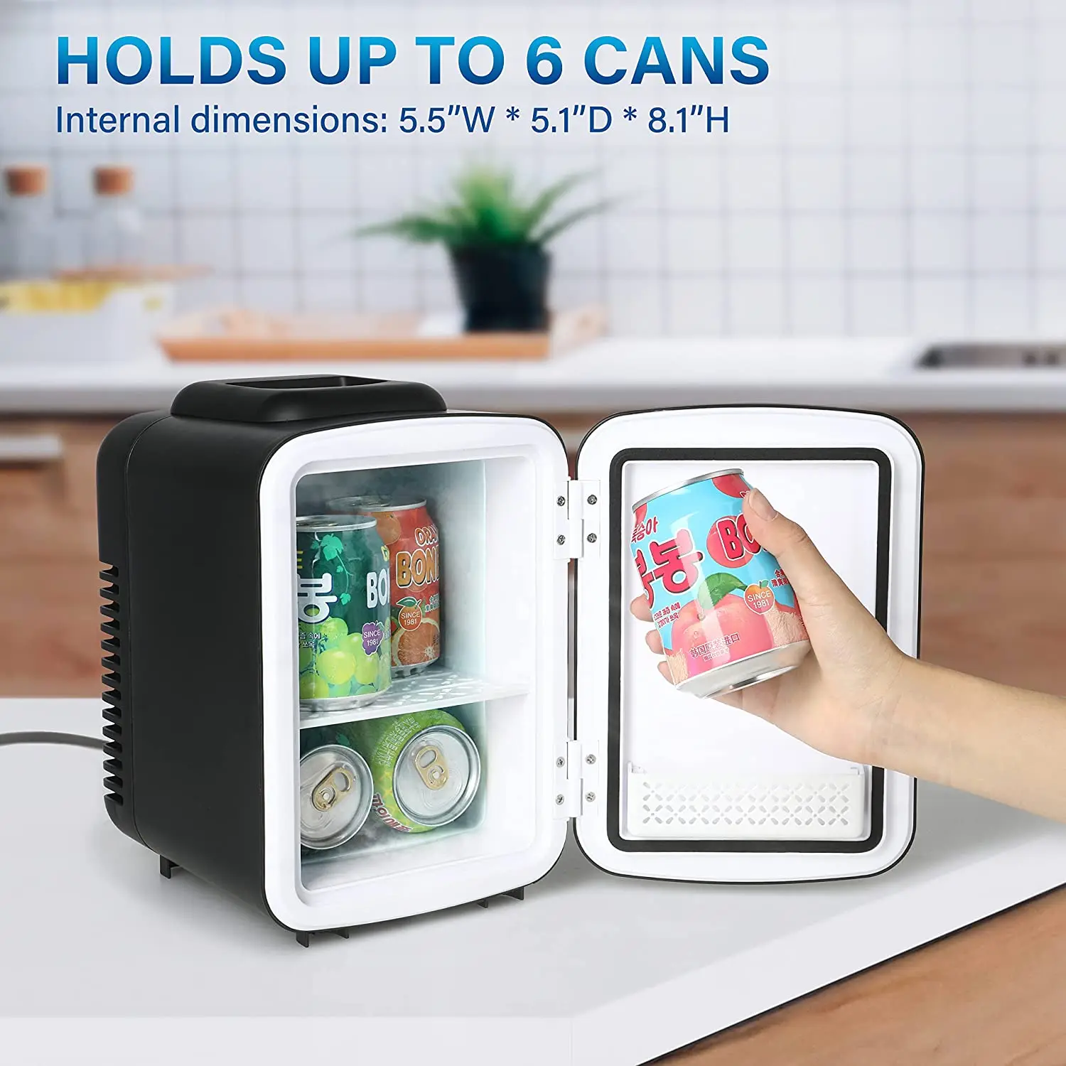 Simple Deluxe Mini Fridge, 4L/6 Can Portable Cooler & Warmer Freon-Free Small Refrigerator Provide Compact Storage for Skincare,