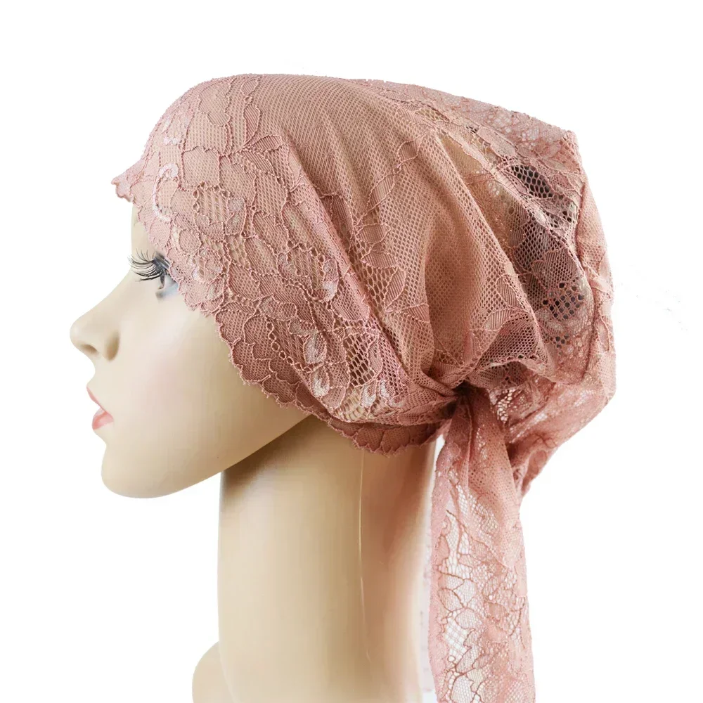 Women Muslim Inner Cap Lace Hijab Underscarf Islamic Headwear Turban Bone Bonnet Hat Bandage Caps Under Scarf Hair Loss Covers