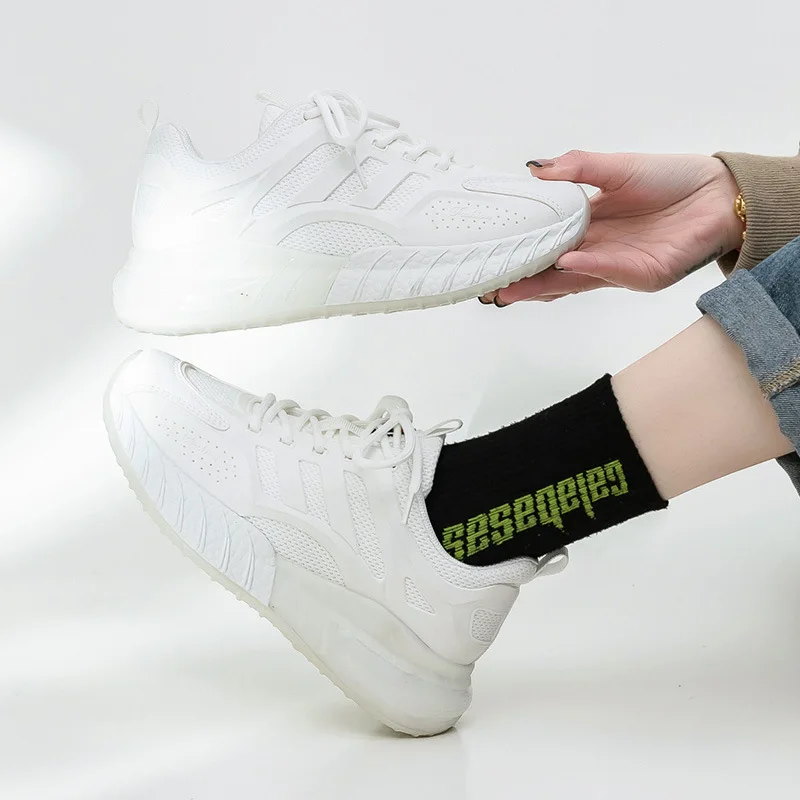 New Popcorn Bottom Sneakers Female Couple Versatile Thick-soled Little White Shoes Mesh Breathable Running Shoes Men's F8802