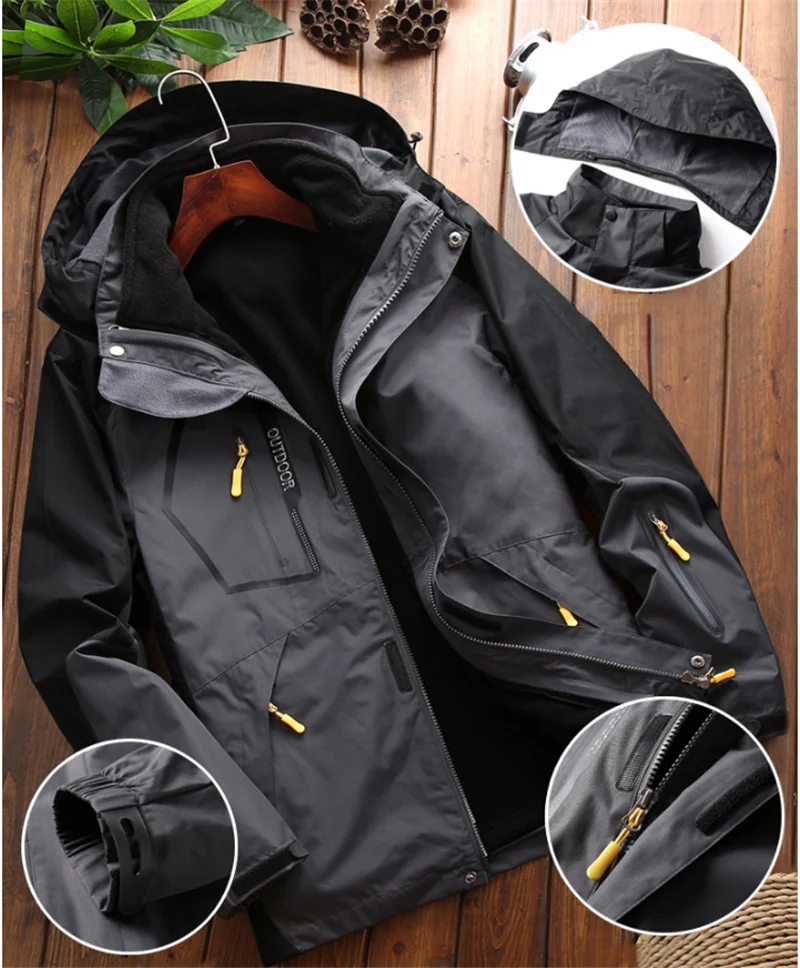 

Зимняя теплая куртка с флисовой подкладкой 3 в 1, спортивная одежда, искусственная водонепроницаемость для лыж и кемпинга, Зимние флисовые пальто для походов