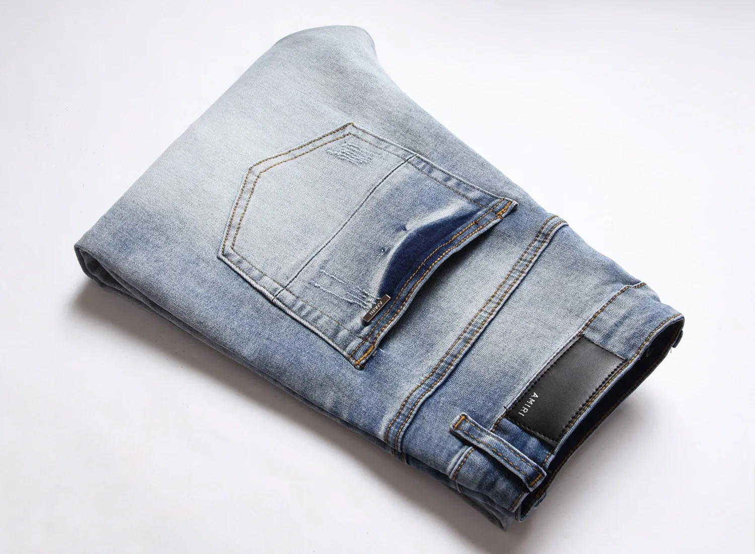 Europe and the United States new autumn  winter ripped jeans men AM men's elastic slim feet fashion br long pants