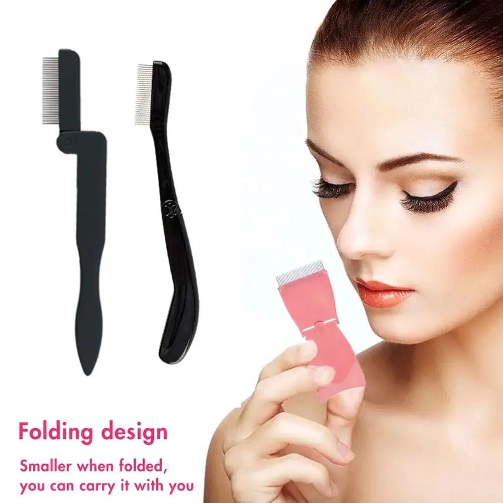 

Folding Eyelash Curler Comb Separator Mascara Curl Mini Metal Eyebrow Comb Makeup Mascar Brush Accessories Foldable Tool S7Y4