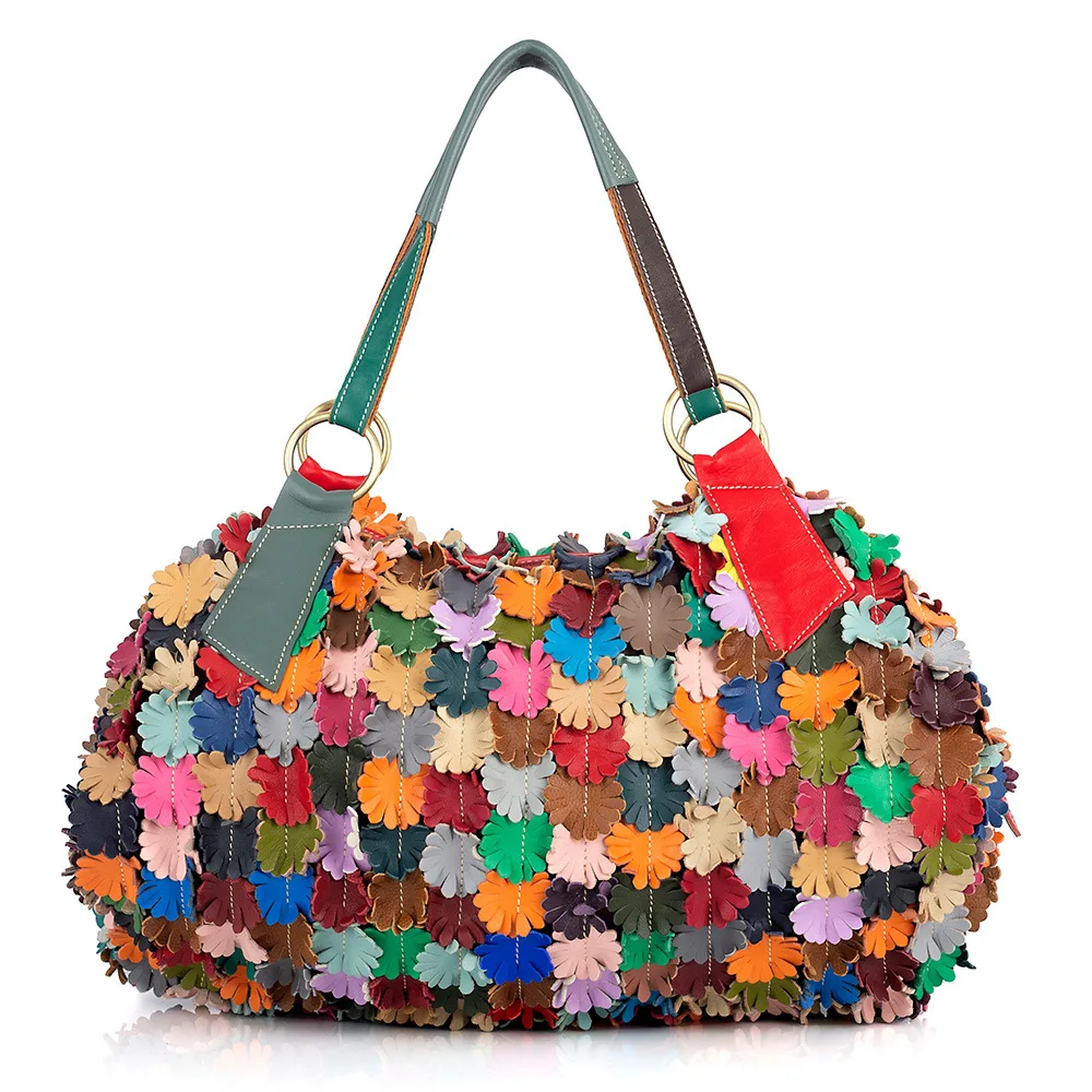 Cow Leather Handle Bag, Cow Leather Handbag, Multicolor Bag