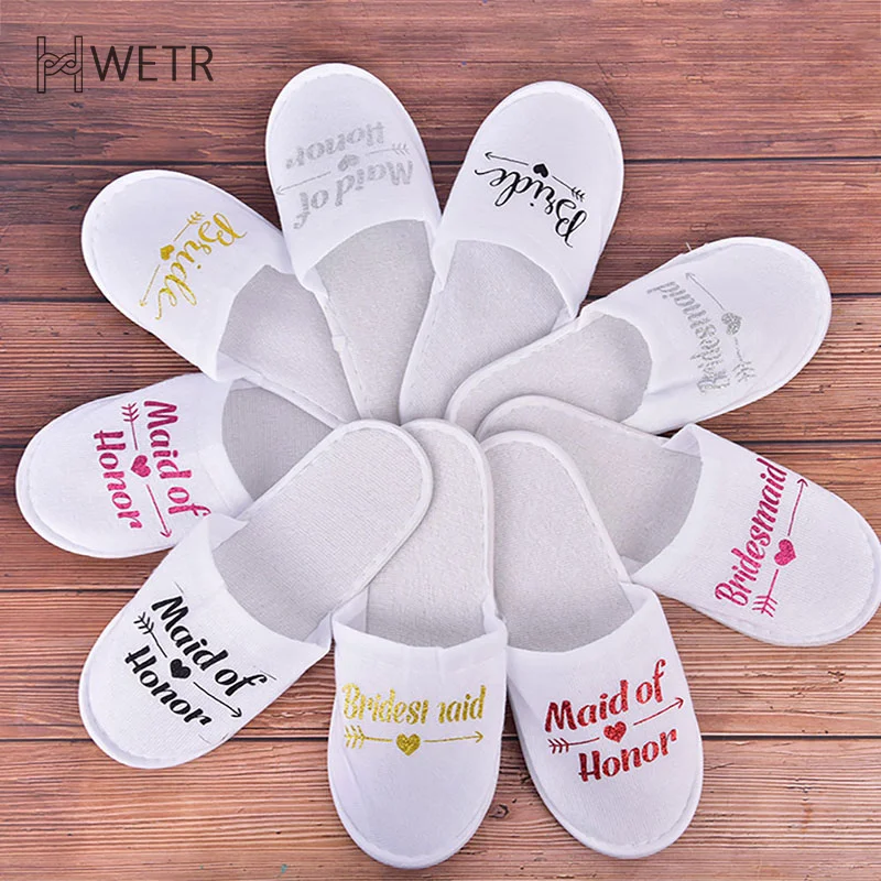 

1Pair Bride Wedding Decoration Bridesmaid Party Slippers Ladies Party Supplies