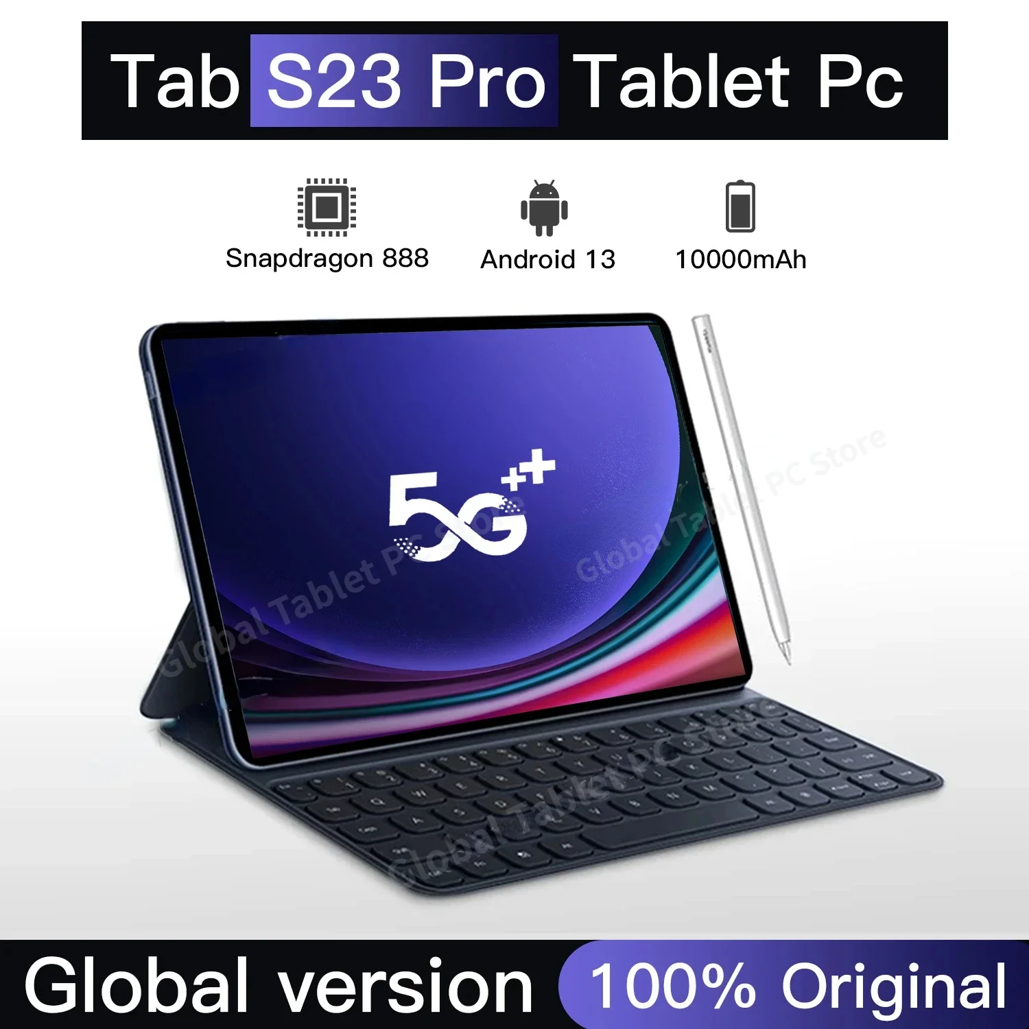 

Global Version Tab S23 Pro Tablet 10 Inch Snapdragon 888 Tablete Android 13 12GB 512GB Google Play WiFi 5G Dual SIM Tablets PC