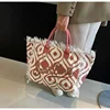 2025 New Y2k Cartoon Summer Bag Fashion Beach Large Capacity Shoulder Work Handmade Tassel Denim Print Tote Bag Clothing Bag 1