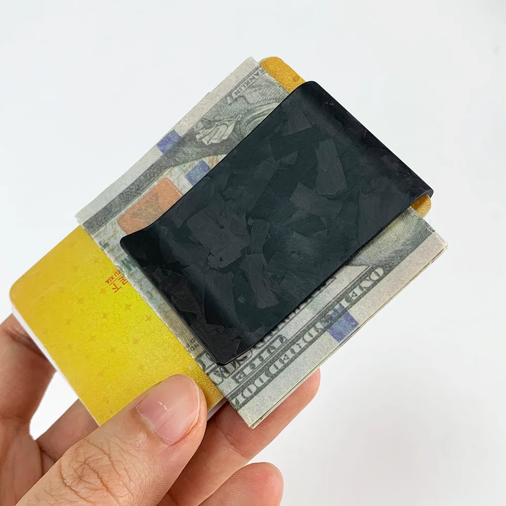 Black Carbon Fiber Wallet Money Clip Credit Card Business Card Clip Holder for Men Women