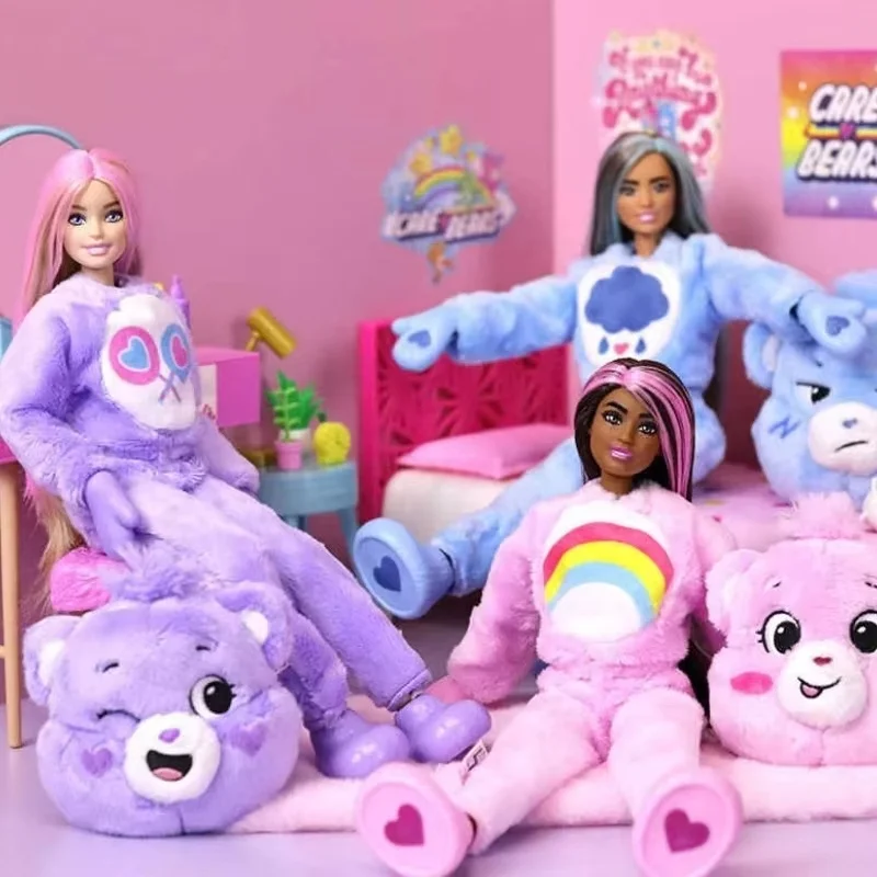 New In Stock Genuine Barbie Rainbow Bear Co-Brand Cute Doll Desktop Decoration Cute Toy High Quality Girl Birthday Gifts