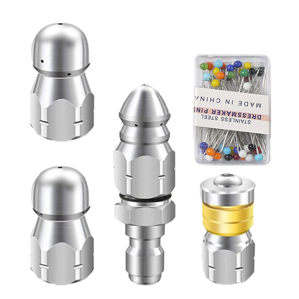 

1set Pressure Washer Sewer Jet Nozzle Kit Stainless Steel Sewer Jetter 1/4 Inch Npt Garden Supplies Outdoor Power Equipment