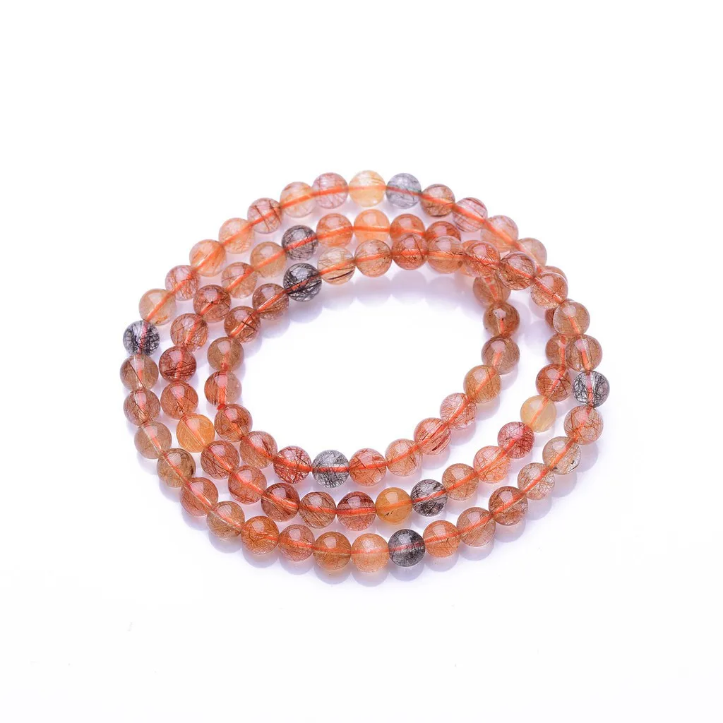 

4A Natural 3 Circles Bronze Hair Crystal Rutilated Quartz Bracelets