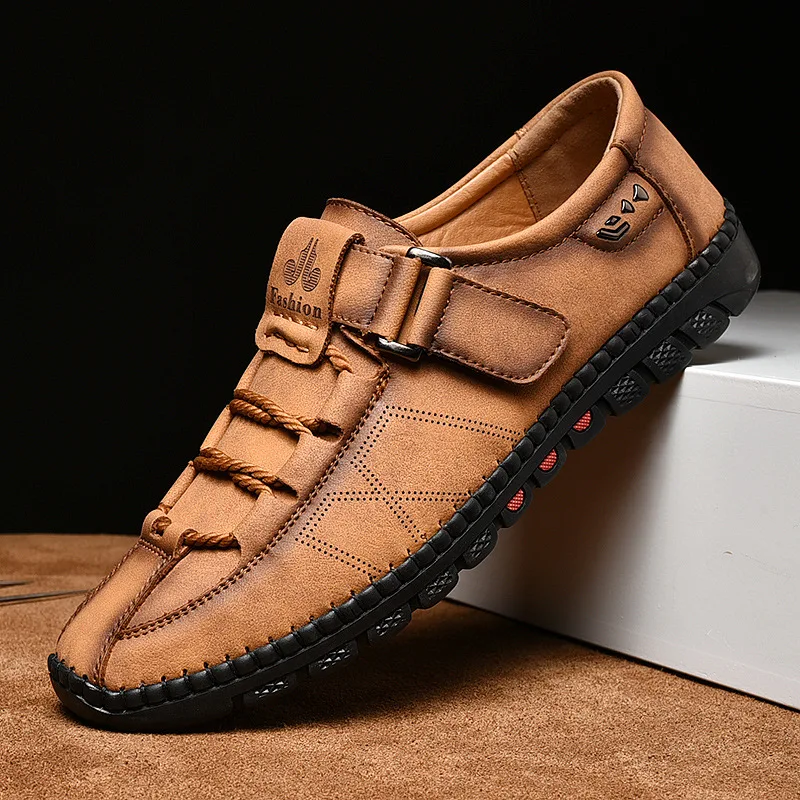 

Men Casual Shoes Fashion Sneakers Genuine Leather Mens Loafers Moccasins Soft Breathable Driving Shoes Outdoor Hiking Shoes