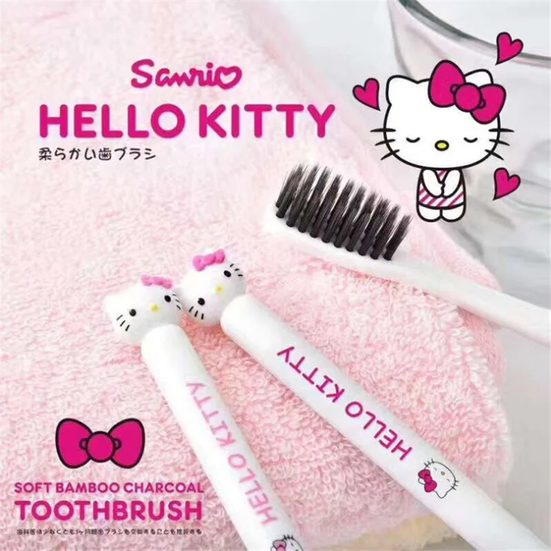 

Sanrio Children Toothbrush Hello Kitty Cartoon Household Soft Hair Bamboo Charcoal Filament Toothbrush Travel Portable