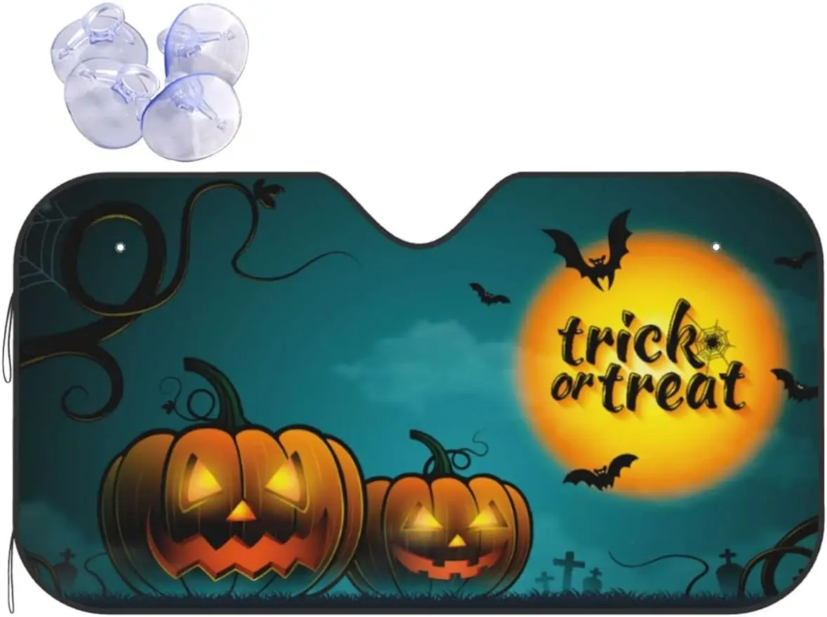 

Windshield Sunshade for Car Truck SUV Happy Halloween Pumpkins Car Sun Shade for Front Window Auto Sun Visor Heat Protection