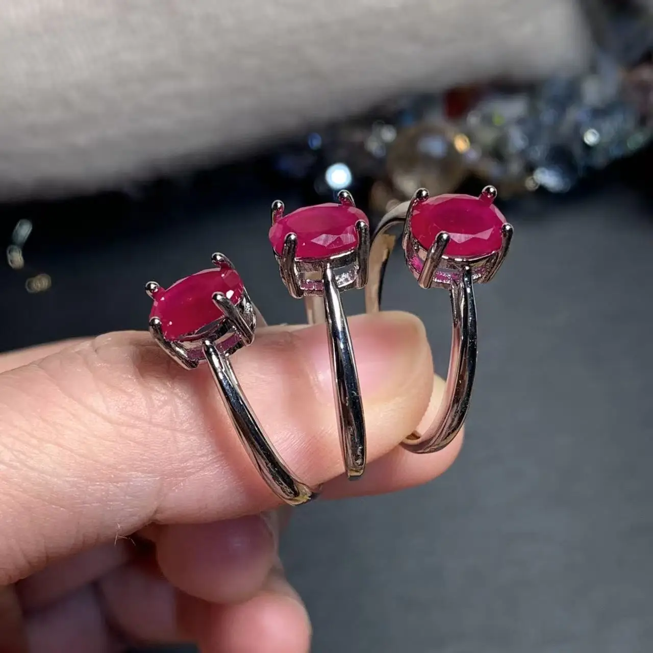 8*6MM Extravagant Natural Ruby Ring Adjustable Female Ring Jewelry for Women Gift Wholesale High Quality Vintage Fine