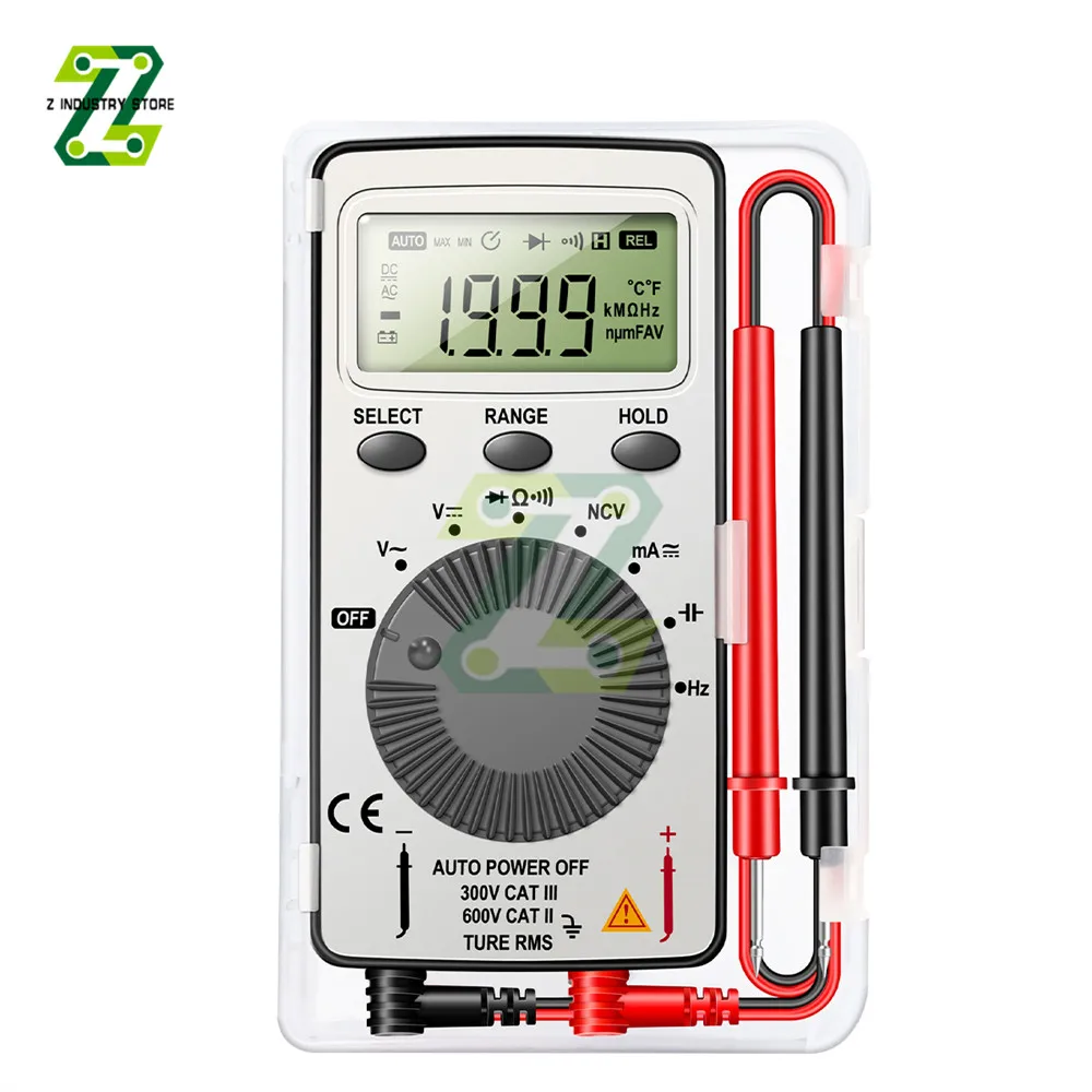 

AN101 Mini Digital Multimeter 4000 T-RMS AC/DC NCV Capacitance Ammeter Voltmeter Tester Multimetro Digital Test