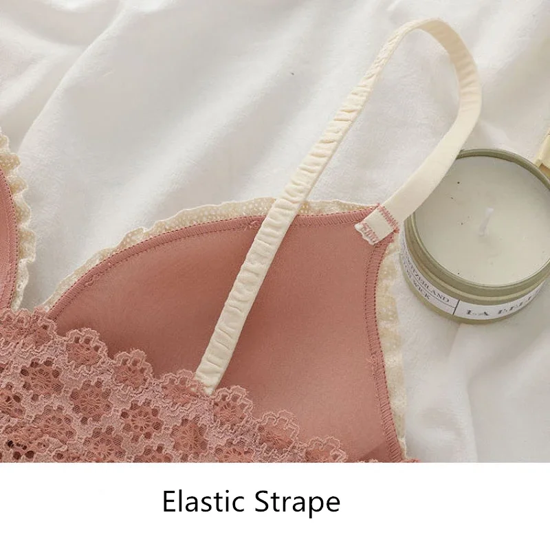 Fashion Front Closure Girls Sweet Lace Bra Wire Free Comfortable Underwear Women Seamless Breathable Lingerie Female Bras