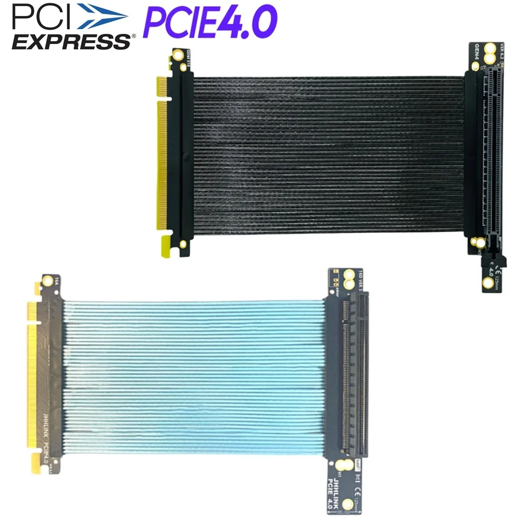 Cabo de Extensão para Placa Gráfica Cabo Pci Express Riser Extensor Blindado Prateado Nzxt h1 v1 Case Pcie 4.0 X16 270 Graus Novo