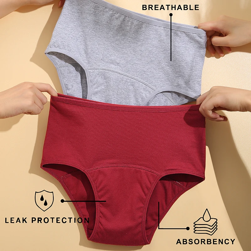 Women's Cotton High Waist Menstrual Period Underwear Seamless Absorption Leakproof Lingerie Breathable Physiological Panties New