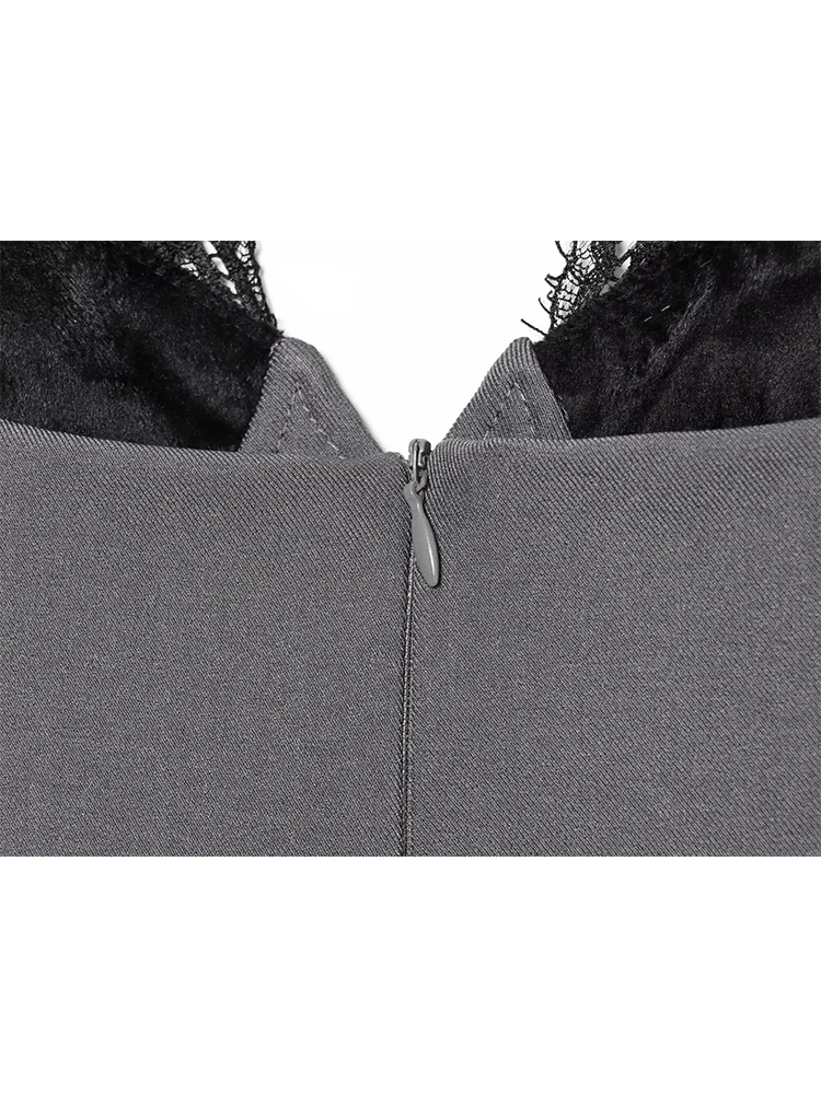 Women Strap Mini Dress Chic Lace Patchwork Sleeveless Sexy Deep V-neck Party Dresses 2026 New Female Slimming Sling Dress