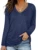 Women Long Sleeve Lightweight Sweatshirt V-neck Ruffled T-shirt Tops 5