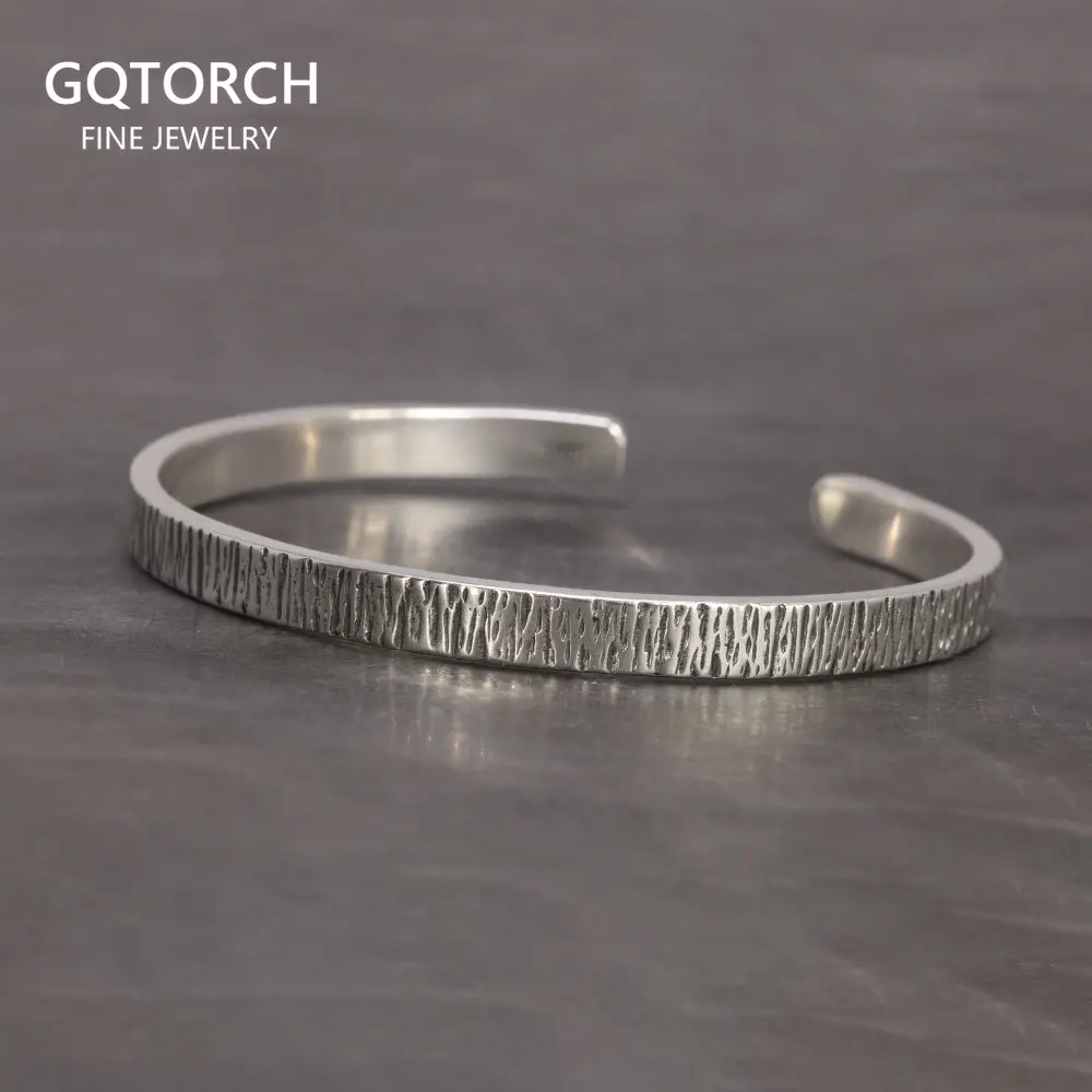 Genuine 925 Sterling Silver Solid Tin Paper Bracelet for Men