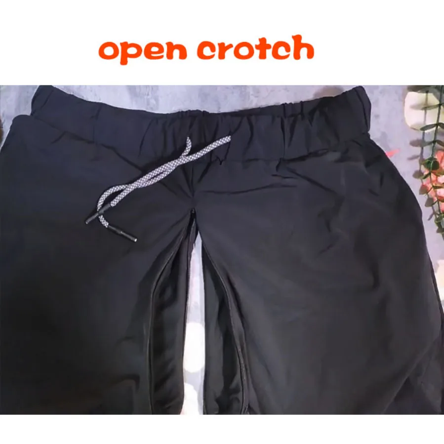 Summer Open Crotch Outdoor Sex Erotic Pants Beach Sports Shorts Men Knit Thin Joggers Fitness Short Casual Street Men's Clothing
